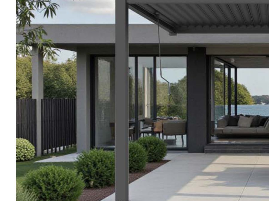 Pergola bioclimatica addossata